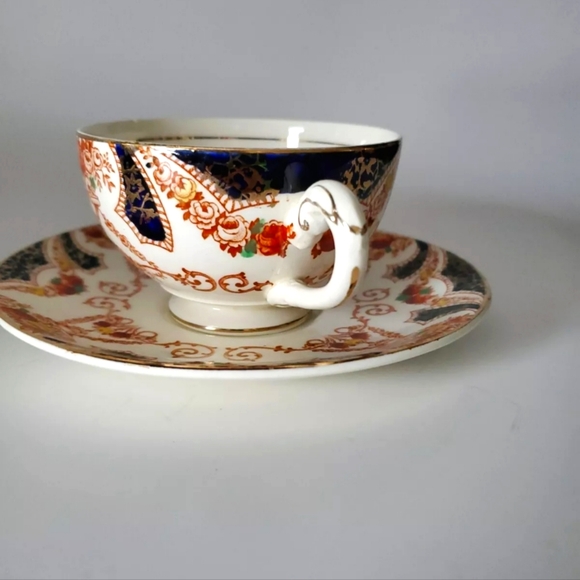 Myott Sons & Co Tea Cup and Saucer The Regal Rare Estate Vintage Detailed Orange - Picture 6 of 8
